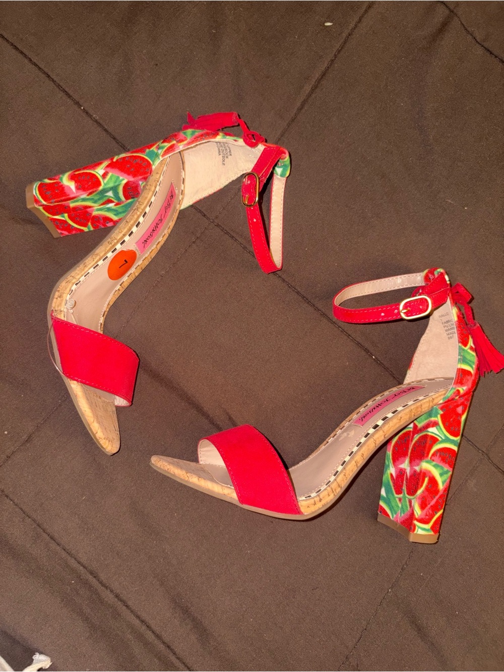Betsey Johnson Rallo Watermelon Block Heel Sandals size 7 NWOT